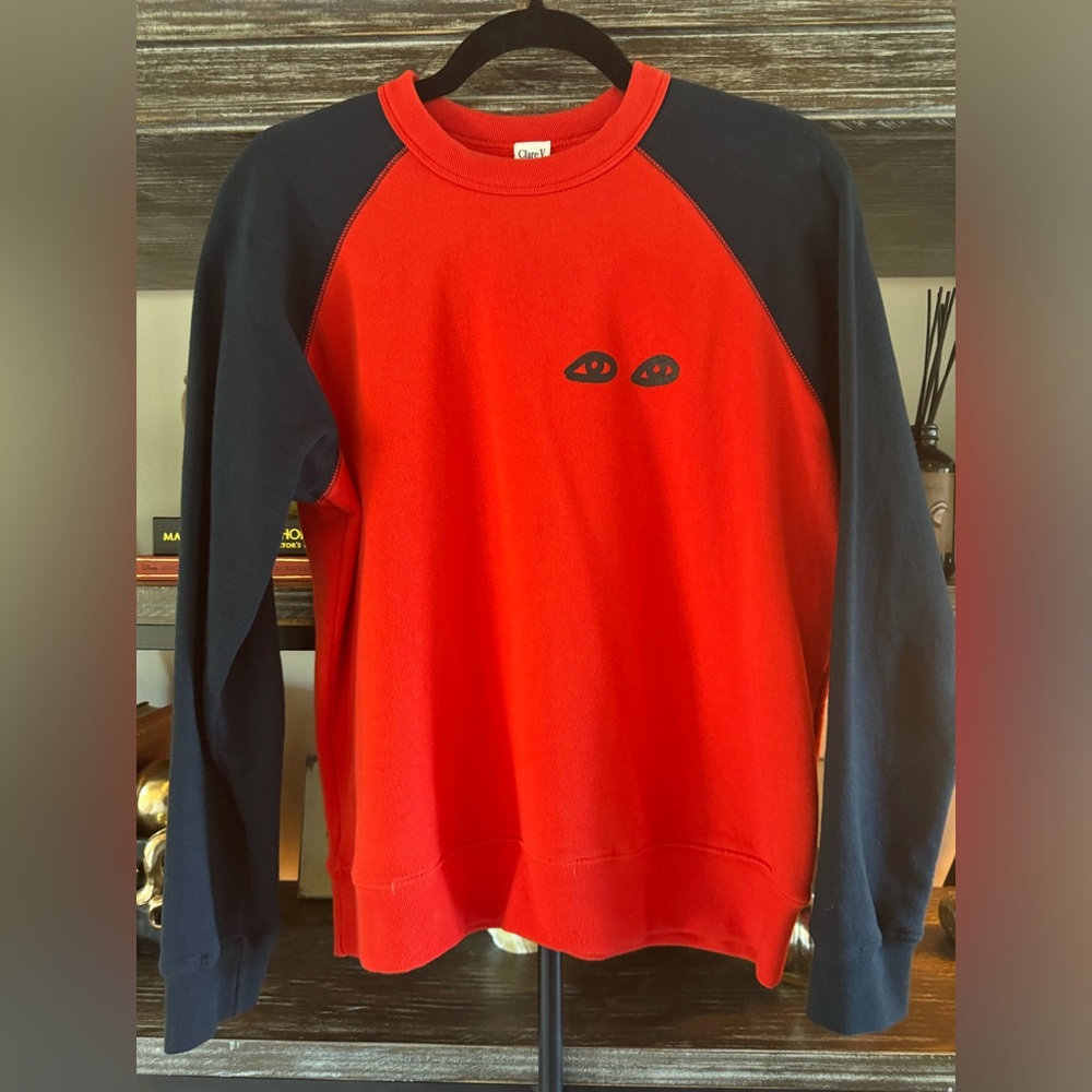 Clare V Bold Red and Black Graphic Sweater